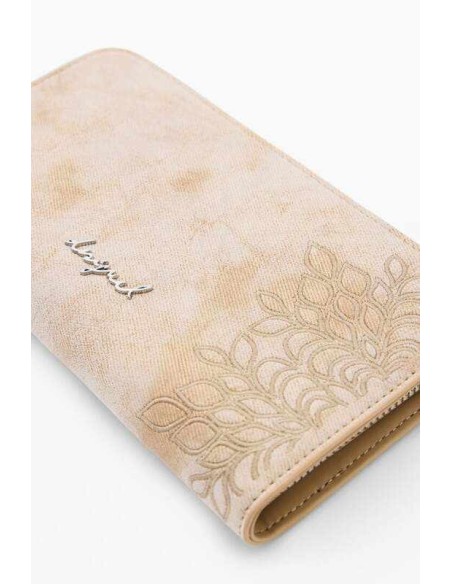 Monedero desigual mediano bordados arena