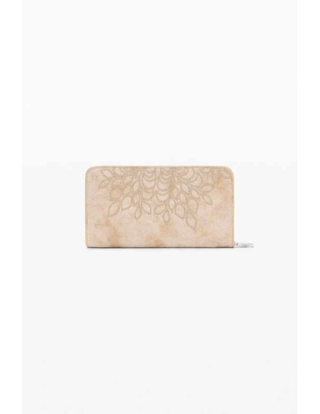 Monedero desigual mediano bordados arena
