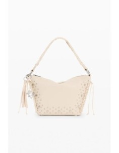 Bolso mediano desigual tachuelas flecos