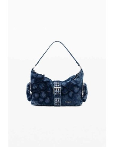 Bolso desigual mediano denim flor