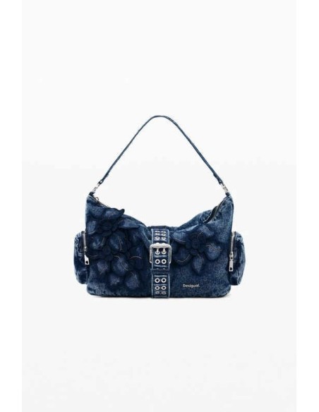 Bolso desigual mediano denim flor