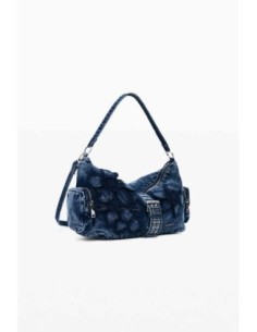 Bolso desigual mediano denim flor 2