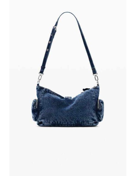 Bolso desigual mediano denim flor