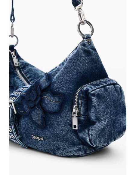 Bolso desigual mediano denim flor