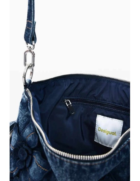 Bolso desigual mediano denim flor