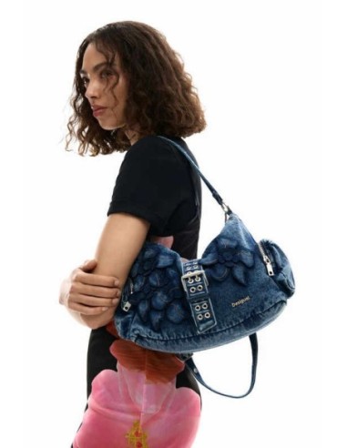 Bolso desigual mediano denim flor