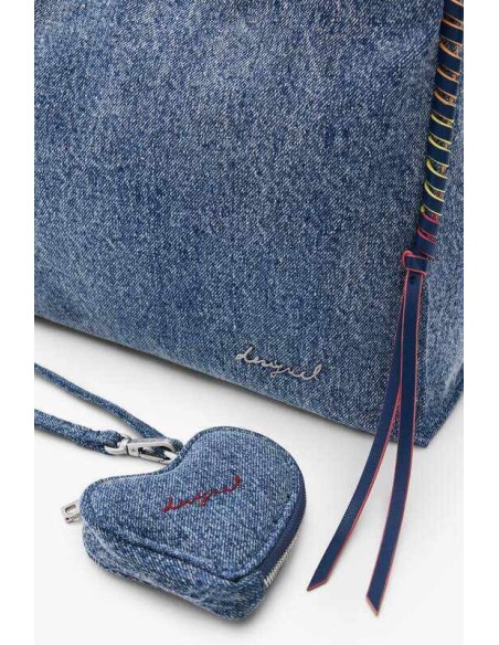 Bolso desigual grande denim corazón