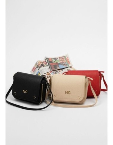 Bandolera piel vegana cremalleras Noco negra