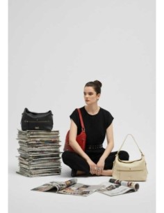 Bolso hobo piel vegana cremalleras Noco Negro