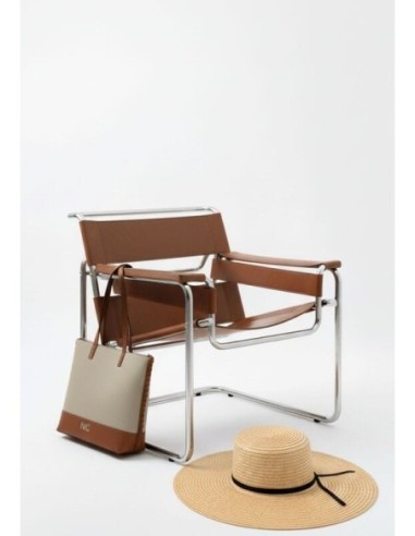 Bolso tote bicolor trenza beige camel Noco