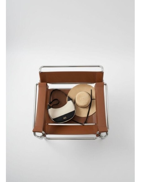 Bolso tote bicolor trenza beige camel Noco