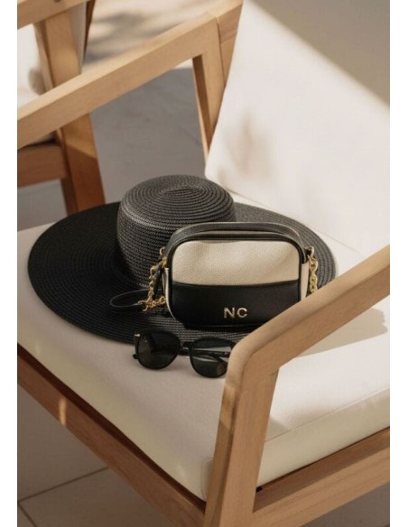 Bolso bandolera bicolor Noco Beige Negro