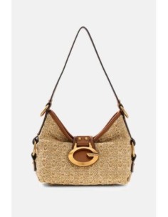 Bolso al hombro Guess Camden pequeño marrón claro