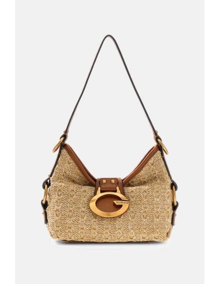 Bolso al hombro Guess Camden pequeño marrón claro