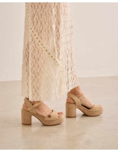 Sandalia Daira Serraje Beige Popa