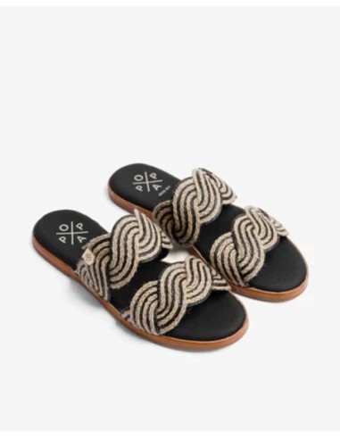 Sandalia Clicos Yute Negra Popa