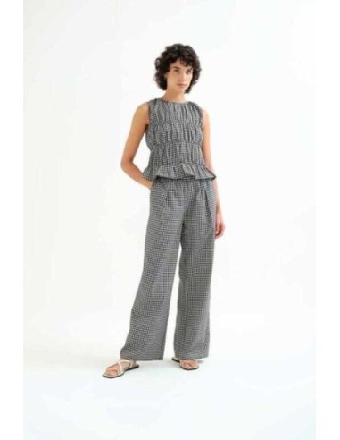 Pantalón cuadros vichy negro Compañia Fantástica