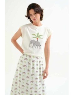 Camiseta con estampado Elefante y palmera Compañia Fantástica