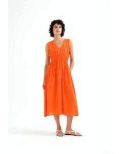 Vestido midi 100% algodón naranja Compañia Fantástica