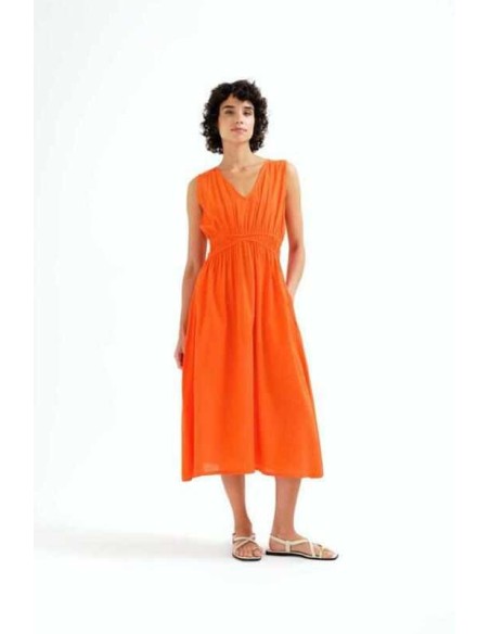 Vestido midi 100% algodón naranja Compañia Fantástica