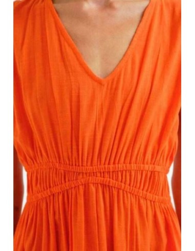 Vestido midi 100% algodón naranja Compañia Fantástica
