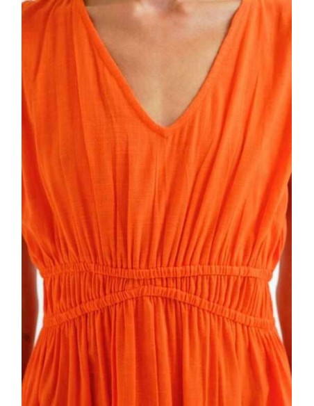 Vestido midi 100% algodón naranja Compañia Fantástica