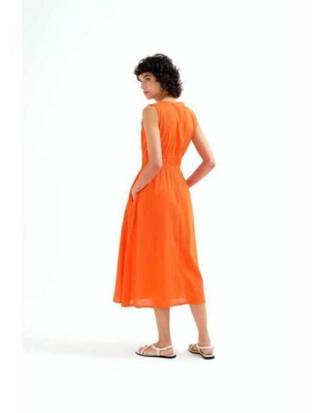 Vestido midi 100% algodón naranja Compañia Fantástica
