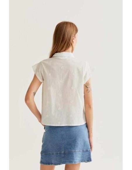 Camisa blanca con bordado floral Compañia fantástica