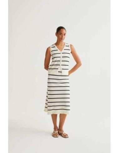 Falda midi de punto rayas blanco y negro Compañia Fantástica