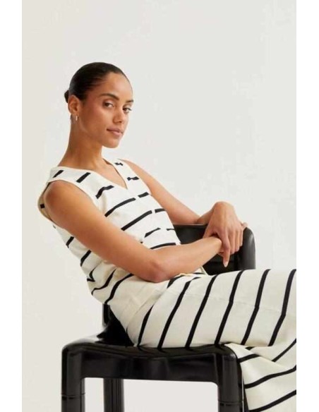 Falda midi de punto rayas blanco y negro Compañia Fantástica