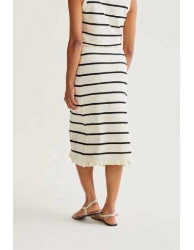 Falda midi de punto rayas blanco y negro Compañia Fantástica
