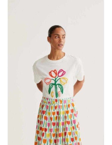 Camiseta con bordado de Tulipanes "CF" Compañia Fantástica