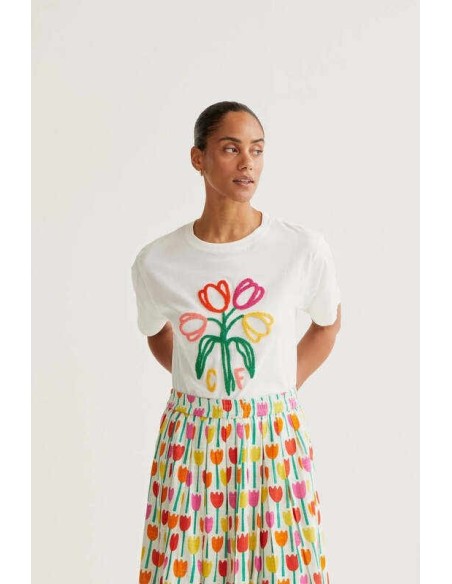 Camiseta con bordado de Tulipanes "CF" Compañia Fantástica
