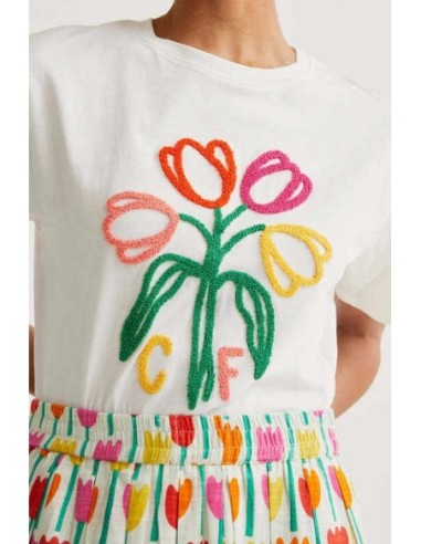 Camiseta con bordado de Tulipanes "CF" Compañia Fantástica