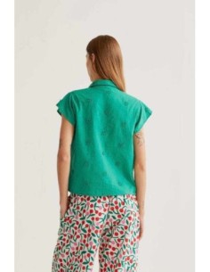 Camisa 100% algodón verde con bordado floral Compañia Fantástica 2