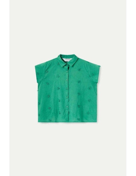 Camisa 100% algodón verde con bordado floral Compañia Fantástica
