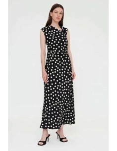 Vestido largo con estampado de punto negro y blanco Wild Pony