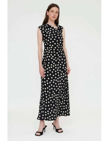 Vestido largo con estampado de punto negro y blanco Wild Pony