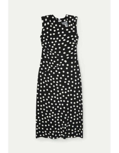 Vestido largo con estampado de punto negro y blanco Wild Pony