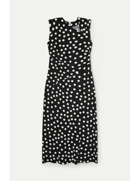 Vestido largo con estampado de punto negro y blanco Wild Pony