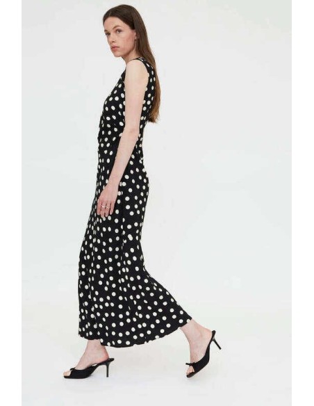 Vestido largo con estampado de punto negro y blanco Wild Pony