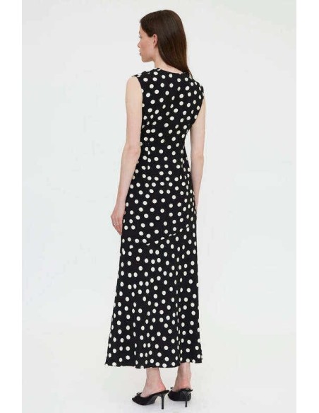 Vestido largo con estampado de punto negro y blanco Wild Pony