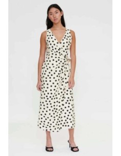 Vestido midi con estampado polka dots blanco y negro Wild Pony