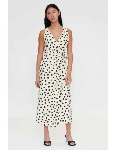 Vestido midi con estampado polka dots blanco y negro Wild Pony