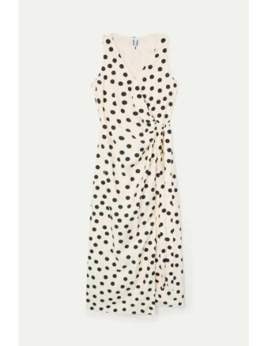 Vestido midi con estampado polka dots blanco y negro Wild Pony