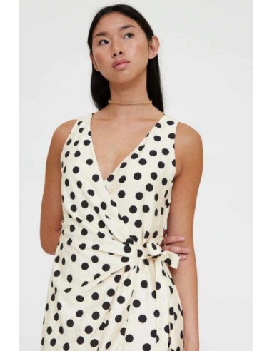 Vestido midi con estampado polka dots blanco y negro Wild Pony