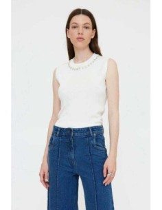 Top punto blanco con cuello joya Wild Pony