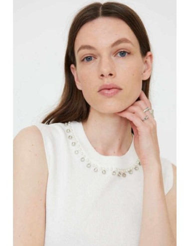 Top punto blanco con cuello joya Wild Pony