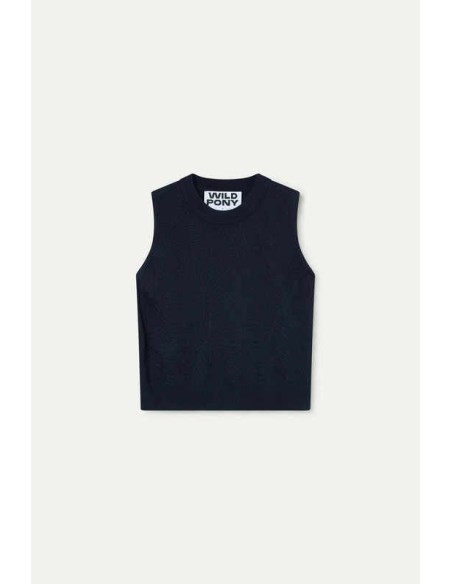 Top punto bordado navy blue Wild Pony