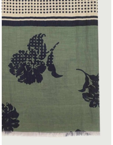 Fular de algodón y seda Dots & Flowers Verde Nice Things